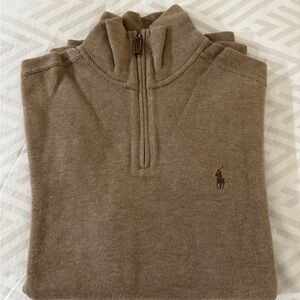 Polo Ralph Lauren Men's Tan Zip-Up Sweater - Small